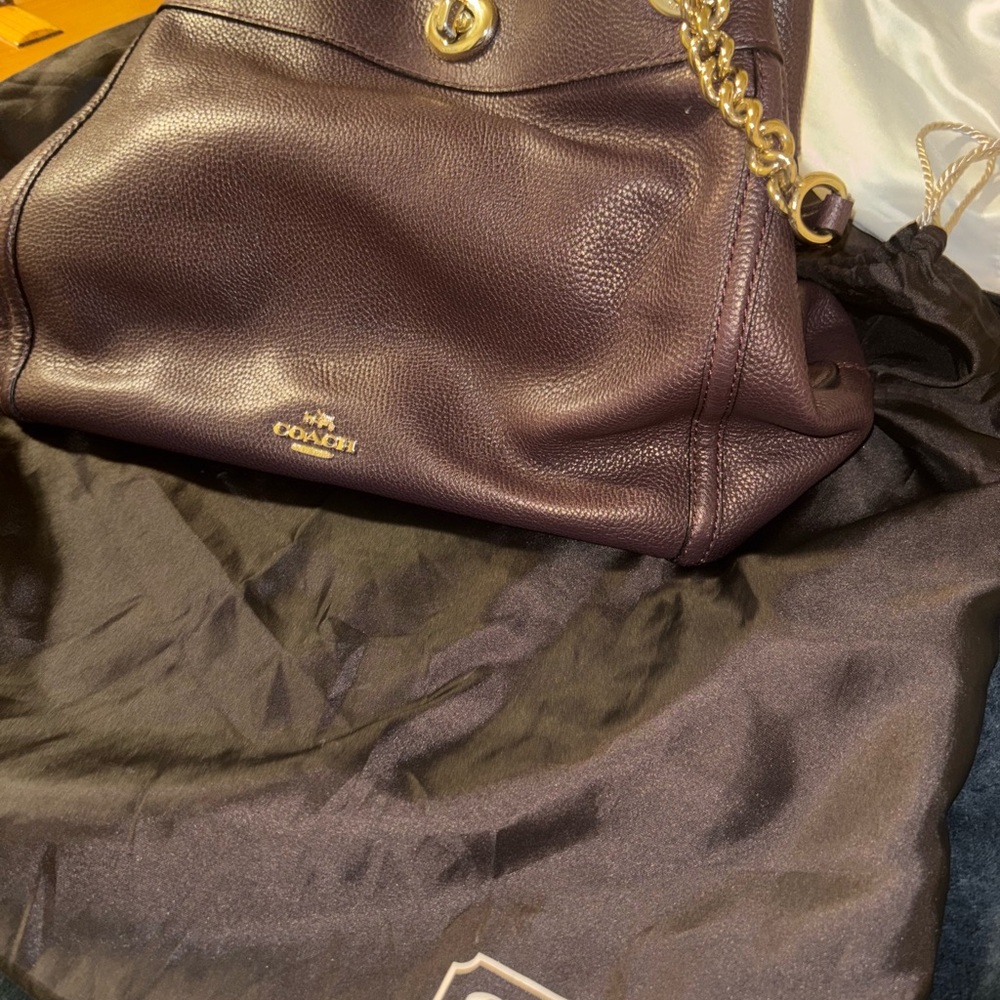 Coach Purple and Gold Shoulder Bag with Luxurious Design